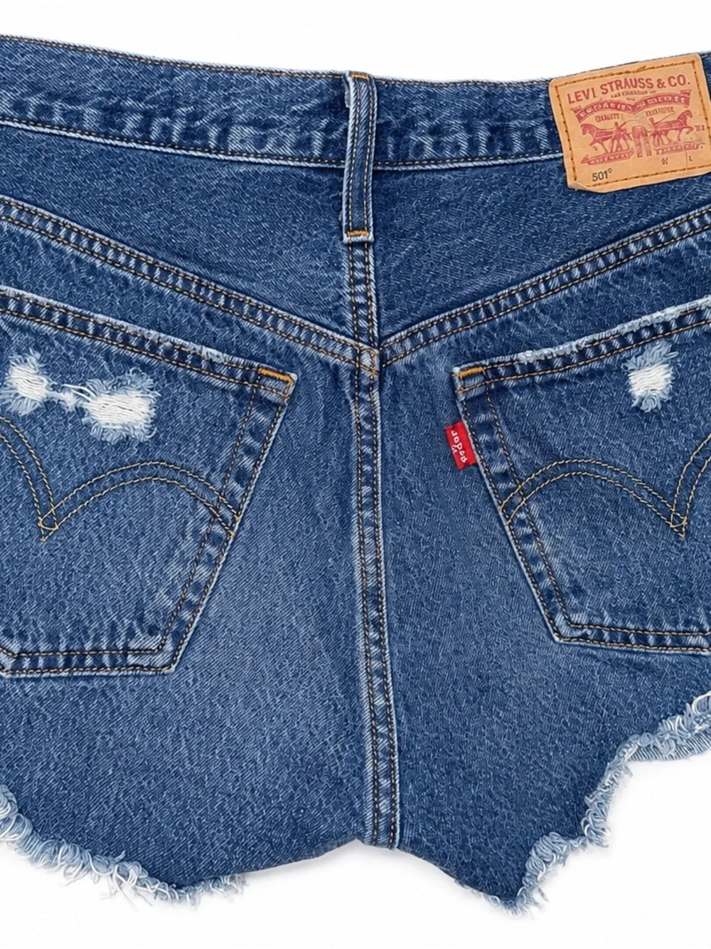 Levi's Light Blue Ripped Denim Cutoff Shorts